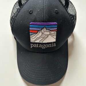 Patagonia Black Baseball Cap/hat with Multicolor Mountain Embroidery